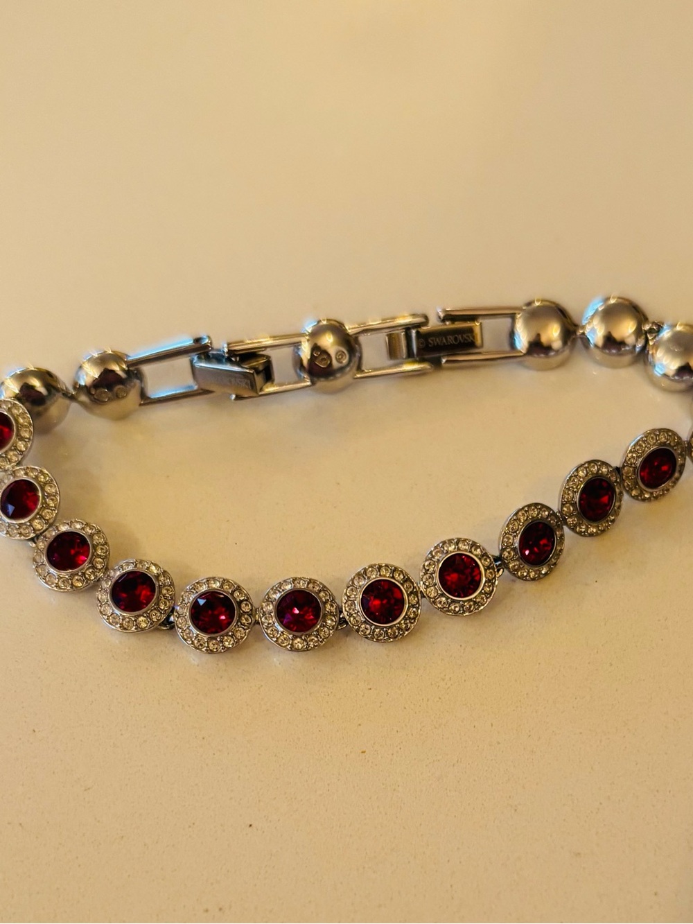 Swarovski Bracelet with Red Crystals